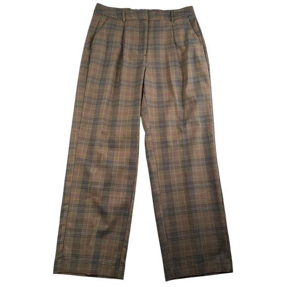 Old Navy Sz L Taylor Wide Leg Trouser Pants Pleated High Waisted Straight Plaid - Picture 2 of 15